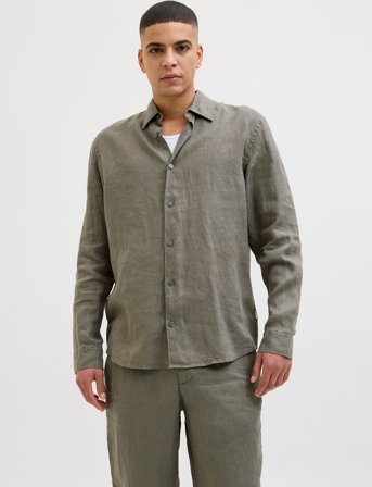 Jack & Jones Jprcclawrence Linen L/S Shirt Sn - Green - XL