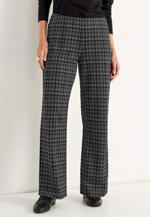 Cellbes of Sweden - Trikåbyxa med raka ben - grå / rutig - för damer - 58/60