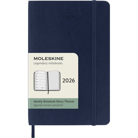 Moleskine Kalender 12M Weekly Notebook 2026 Softcover Pocket Sapphire Blue