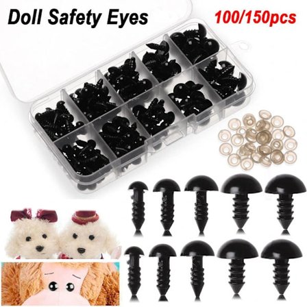 DIY Plastic Animal Doll Accessories with Box, Safety Eyes 150PCS