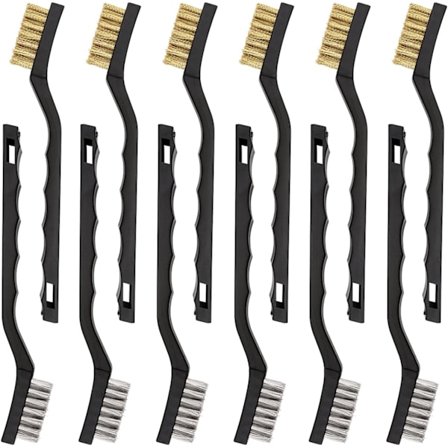Rustfrit stål- og messingbørste, mini stålbørste, 12-pak