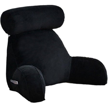 Yky-lesepute, ryggstøttepute, ryggstøttepute for å sitte i sengen, stor ryggstøtte for voksne med armlener, sidelommer, avtakbar nakkestøtte for 