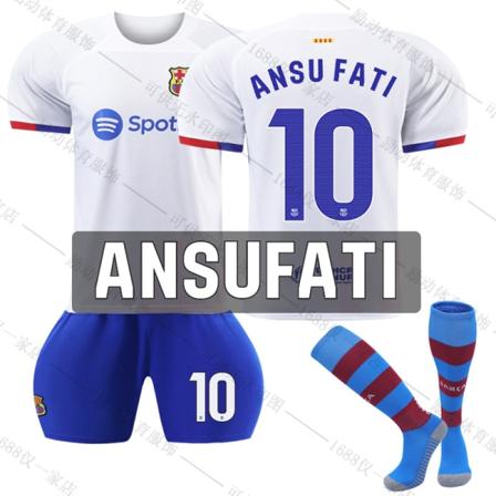 23/24 Ny sesong Borte Barcelona FC ANSU FATI Nr 10 Barn Jersey-pakke Barn-22