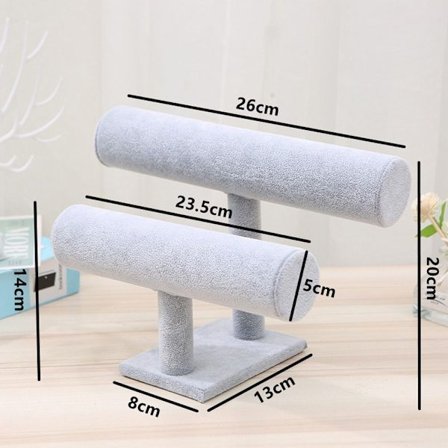 Smykker Display Stand T-Bar Rack GRÅ DOBBELDEKK DOBBELDEKK