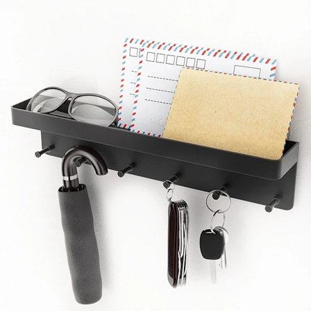 Hvid Nøgle Holder til Væg Dekor Post Reol Sorter Organizer Nøgle Bøjle