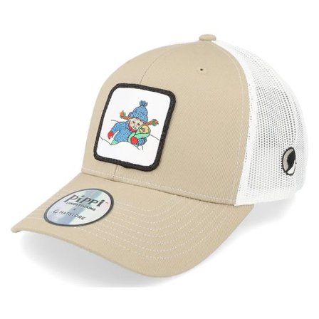 Pippi Långstrump - Beige trucker Keps - Pippi Herr Nilsson Snow Sand/White Trucker @ Hatstore