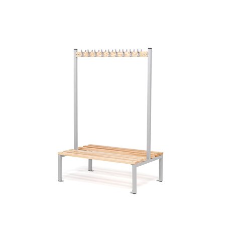 Double bench + hook rail ELITE, 18 hooks, 1200x760x1800 mm, grey