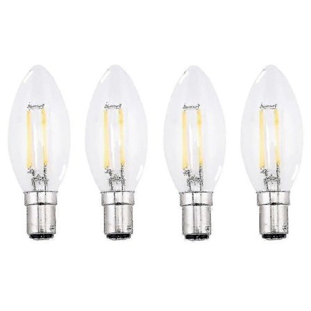 4-pack 4W SBC B15 Filament LED Ljusstakelampa Varmvit 2700K Liten Bajonett LED Vintage Filament-zong