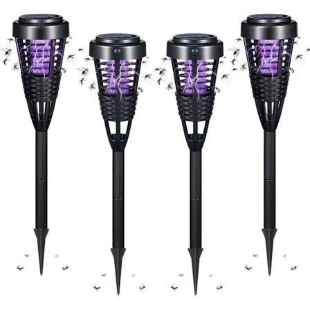 Soldrevet Mygglampe Utendørs, 4-Pakning Vanntett Myggfelle & Insektlampe for Hage/Terrasse