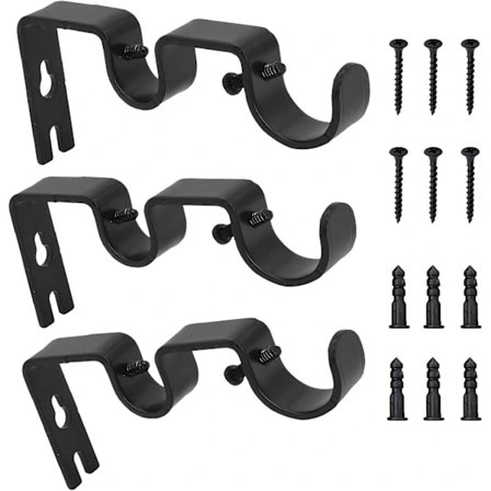 3 stk gardinstangfester, justerbart stangveggfeste, dobbel Cu-(LST)1-