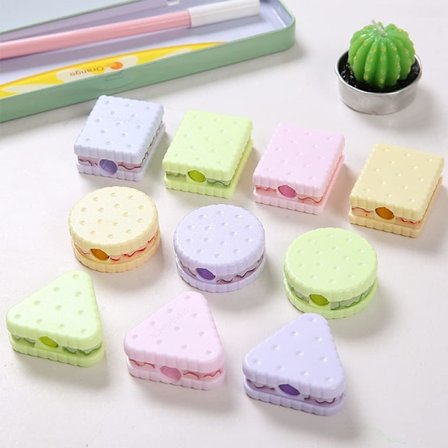 6-pak Søde Kageformede Blyantspidsere, Manuelle Håndholdte Spidsere til Nr. 2 & Farveblyanter, Sjove Skoleartikler til Børn, St