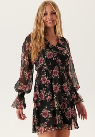 BUBBLEROOM V-neck Frill L/S Chiffon Dress Klær