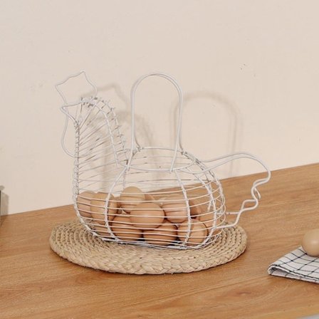 Æggeopbevaring / Trådkurv med Håndtag til Æg – Metalkurv til Køkken, Frugt og Grøntsager_TF_TF