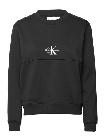 Monologo Crew Neck Sweat-shirt Genser Svart Calvin Klein Jeans