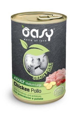 Oasy Grain Free Formula Cibo Umido Pollo Per Cani Adulti Taglia