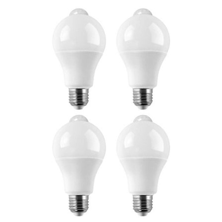 【PP】4-pak E27 LED Bevægelsessensorlampe LED-pære PIR-sensorlampe 9W -FA-