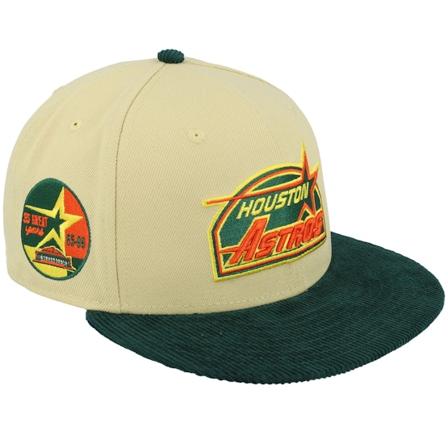 New Era - MLB Beige fitted Cap - Houston Astros 59FIFTY Corduroy Dunes 35 Vegas Dark Green/Beige Fitted @ Hatstore