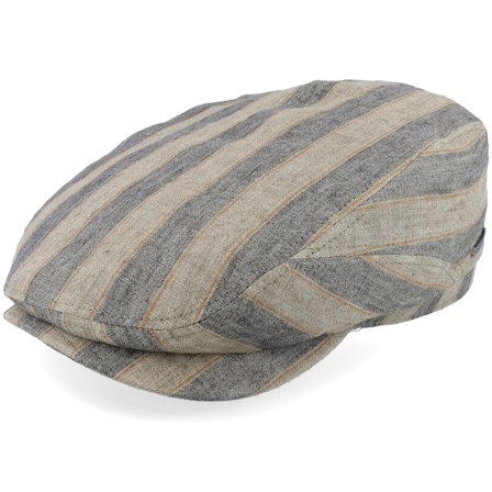 Stetson - Bruin flatcap Cap - Driver Cap Linen Striped Flat Cap @ Hatstore