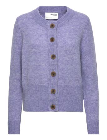 Slfsia Ls Knit Cardigan B Coll Strikkegenser Cardigan Lilla Selected Femme