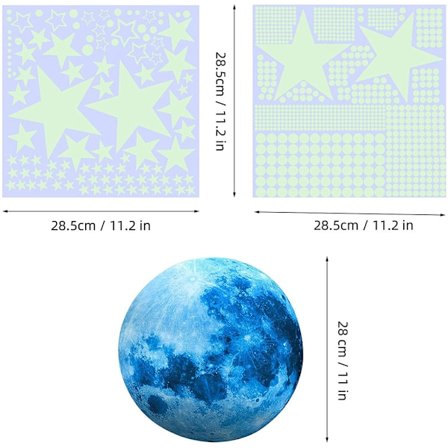 Glow in the Dark Stjerner og Måne, Lumineux Glow in the Dark Stickers Gløder Lysere og Længere DIY Raket og Planeter Vægklistermærker til Loft til Ki