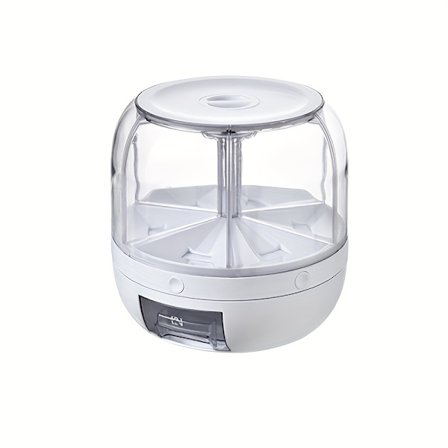 Roterende kjøkkenoppbevaringsbeholder med ett-trykks lokk, BPA-fri PP, multifunksjonell tørr mat