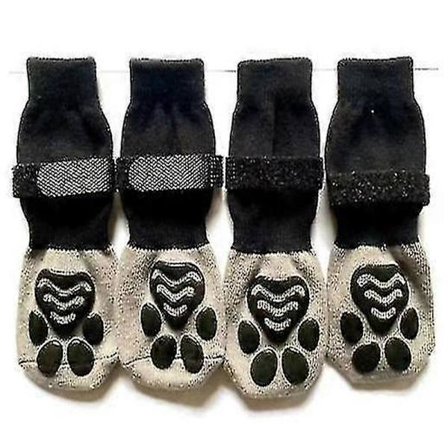 4 stk. Skridsikre Sokker til Hunde, Potebeskyttere mod Slikning og Skridning, Perfekt til Hundepotebeskyttere til Hårde Gulve S