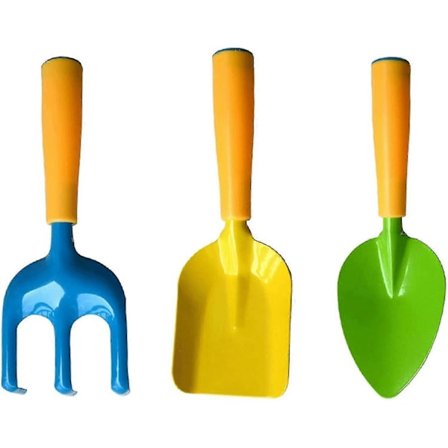 3 stk. Børnehaveværktøjssæt med håndtag til løsning af jord, lugning KZL
