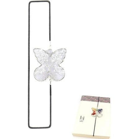 Personliga bokmärken med regnbågsfärgad livets träd-berlock, kristallbokmärke, bok regnbågsfjäril, present till bokälskare Vit kristall