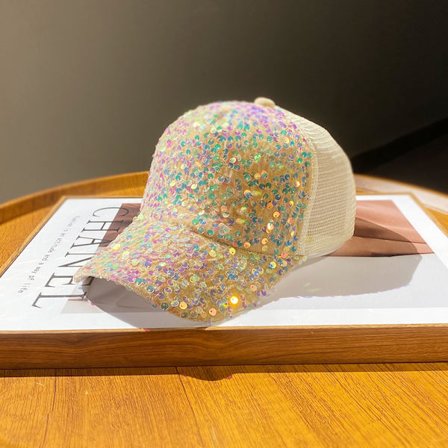 Mesh paillet hat til kvinder, åndbar solbeskyttelse og solhat, moderigtig og alsidig til rejser, koreansk version baseballkasket, duckbill kasket