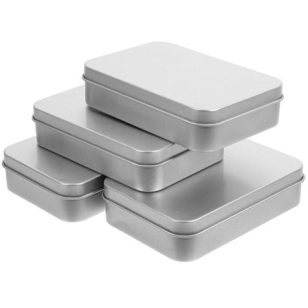 4 stk. Blikkbokser Tomme Bokser Godteri Gaveinnpakning Bryllupsfest Gaveesker