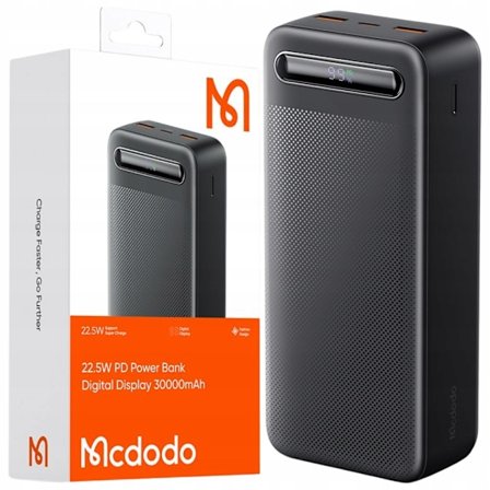 MCDODO POWERBANK 30000MAH MED DISPLAY 3X USB USB-C 22,5W + USB-C-KABEL