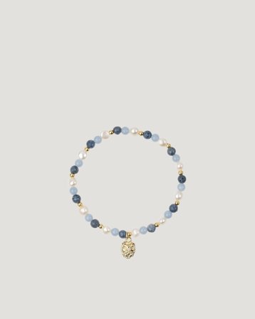 Dark Department Stone & Pearl Bead Bracelet 4 mm W/Charm Blå Accessoarer Pige - Kids Brand Store