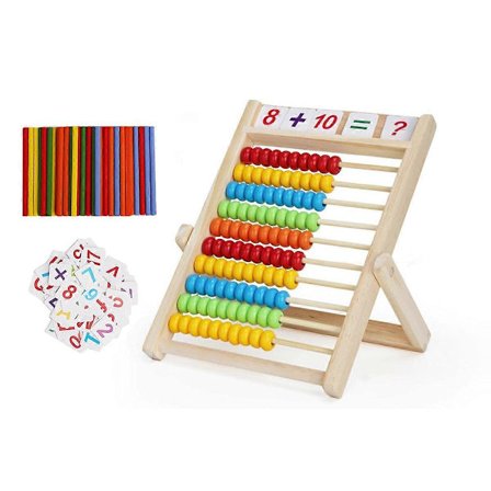 Tre Abacus Matematikk med Regnestaver Nummer Alfabet Kort Pedagogisk Leke