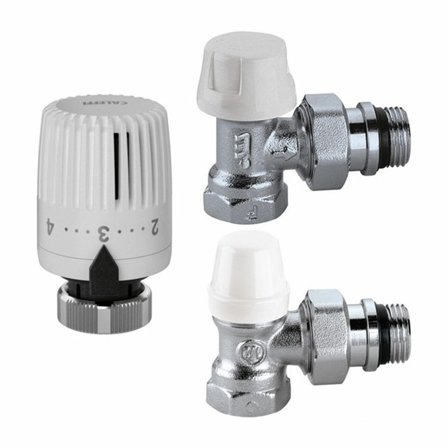 Kit termostatico a squadra completo per tubi ferro diam. 1/2" Caleffi per termosifoni