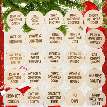 Christmas Countdown Tokens Set, Christmas Advent Tokens, Countdown To Christmas Coins, Christmas Countdown Calendar
