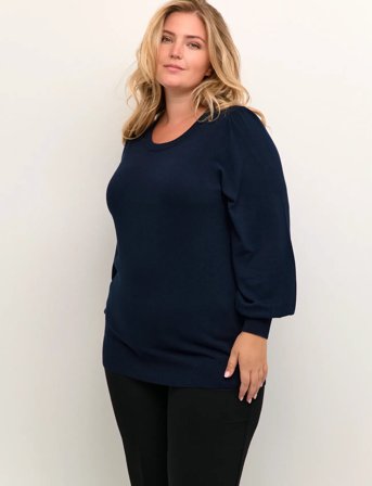 Kaffe Curve Kcmiana Plain Pullover - Navy - M