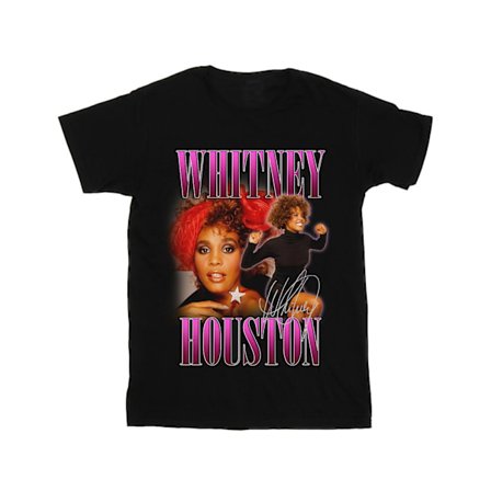 Whitney Houston Mens Signature Homage T-Shirt 5XL Svart