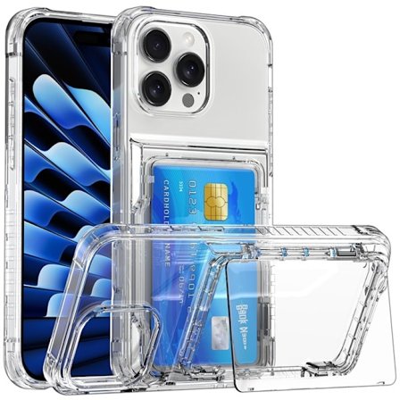 Etui til iPhone 15ProMax6.7 transparent Gennemsigtig Øl Flip Wallet med Kortholder