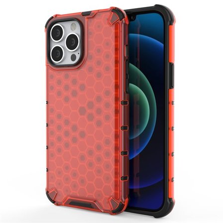 Honeycomb Case panser cover med TPU Bumper til iPhone 13 Pro Max rød