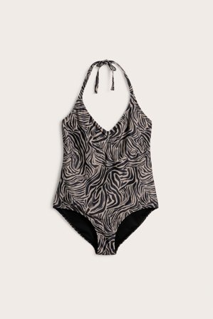 Kappahl | Strój kąpielowy z mocowaniem na karku Ciemnobeżowy XL | Ciemnobeżowy