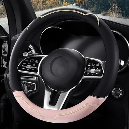 Rattmuff i Läder för Bil, Fullständig Omslutande Rattmuff med Halkskydd, Andningsbar, Säkerhet, för Ratt med en