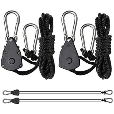 (Pow yeah!) Spændreb med kroge til lampe eller planter, justerbart krogreb (1 par)