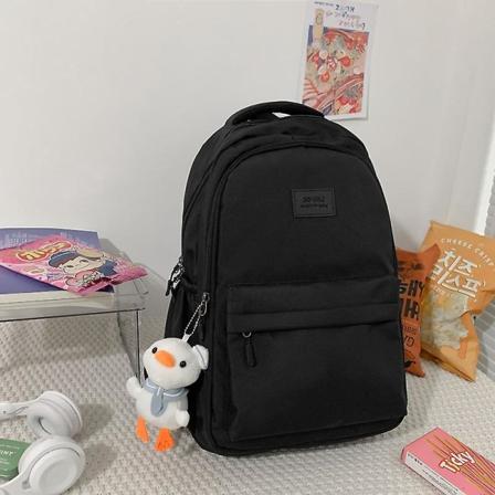 Høykvalitets vanntett nylon ryggsekk for kvinner for tenåringsjente skoleveske i koreansk stil college student bag Laptop ryggsekk svart med and Black