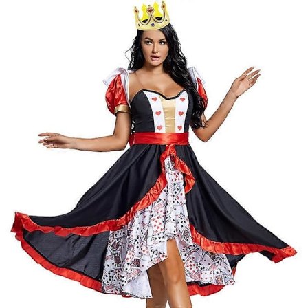 Dame Poker Hjerterdronning Swing Kjole Skjørt Scene Kostyme Halloween Kostyme