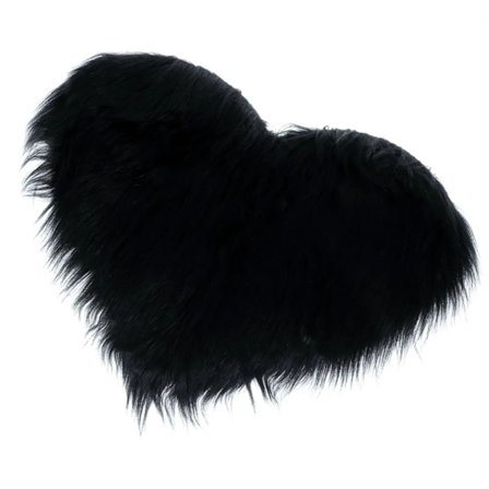 Hjerteformet plysjmatte i bomull, myk og fluffy, lo-fri, falmebestandig, for soverom, stue, svart