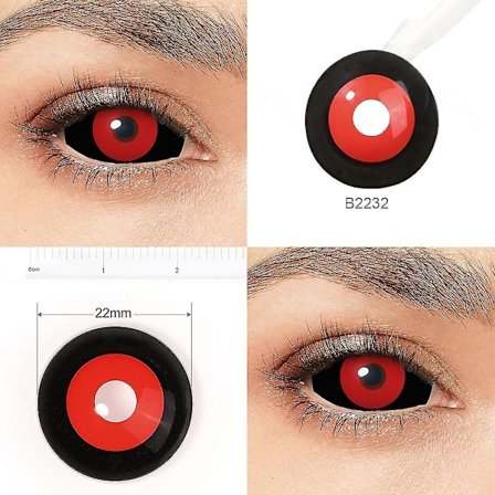 22mm Röda och Svarta Sclera Kontaktlinser Hela Ögat Halloween Kontaktlinser Tokyo Ghoul Läskig Cosplay Kontaktlinser Vampyrögonlinser