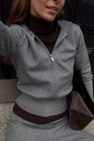 NA-KD Knitted Zip Sweater - Trøjer - Grå - L