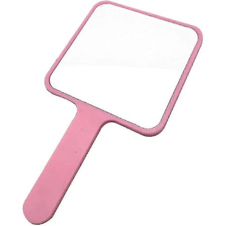Håndspeil, Håndspeil med Håndtak, Håndholdt Speil Firkantet Stort Sminkespeil Salong Frisører Verktøy (rosa) 1 stk