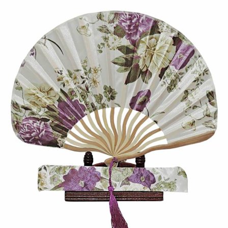 Vifte - Bølget skallformet med etui - Hvit/lilla