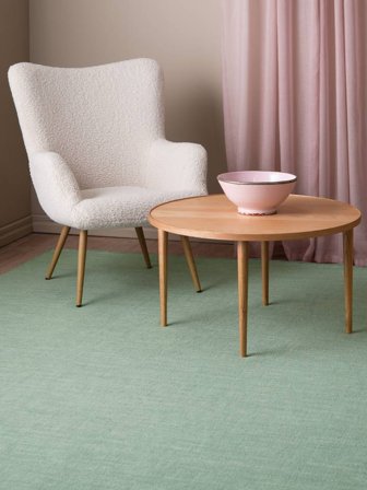 Plain (Single Colored) Large Handloom Flat Rug - Mint Green 300X400 Wool, In Modern Style